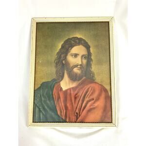 Vintage Framed Lithograph Print of Jesus CHRIST at 33 By Heinrich Hofmann 13x17